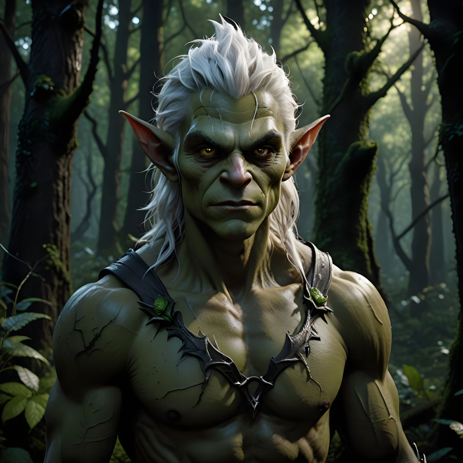 Handsome Goblin in Enchanted Forest: Hyperrealistic 8k Rende...