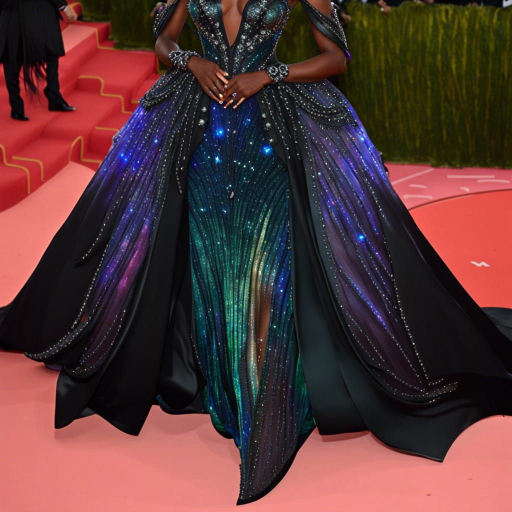 Ethereal Black Opal met gala dress decorated with black opals& Ethereal vibes& magical vibes& beautiful craftsmanship vi...