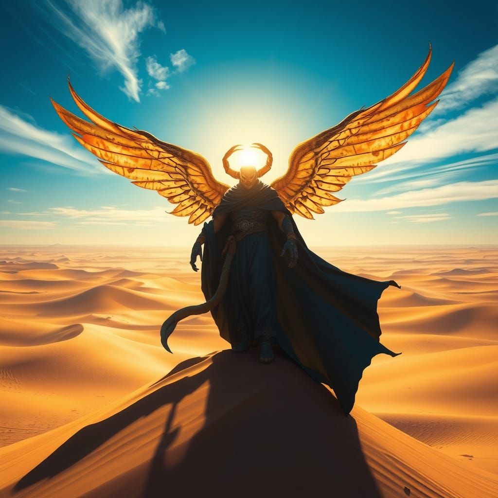 Winged Scorpion in Desert Landscape Digital Art