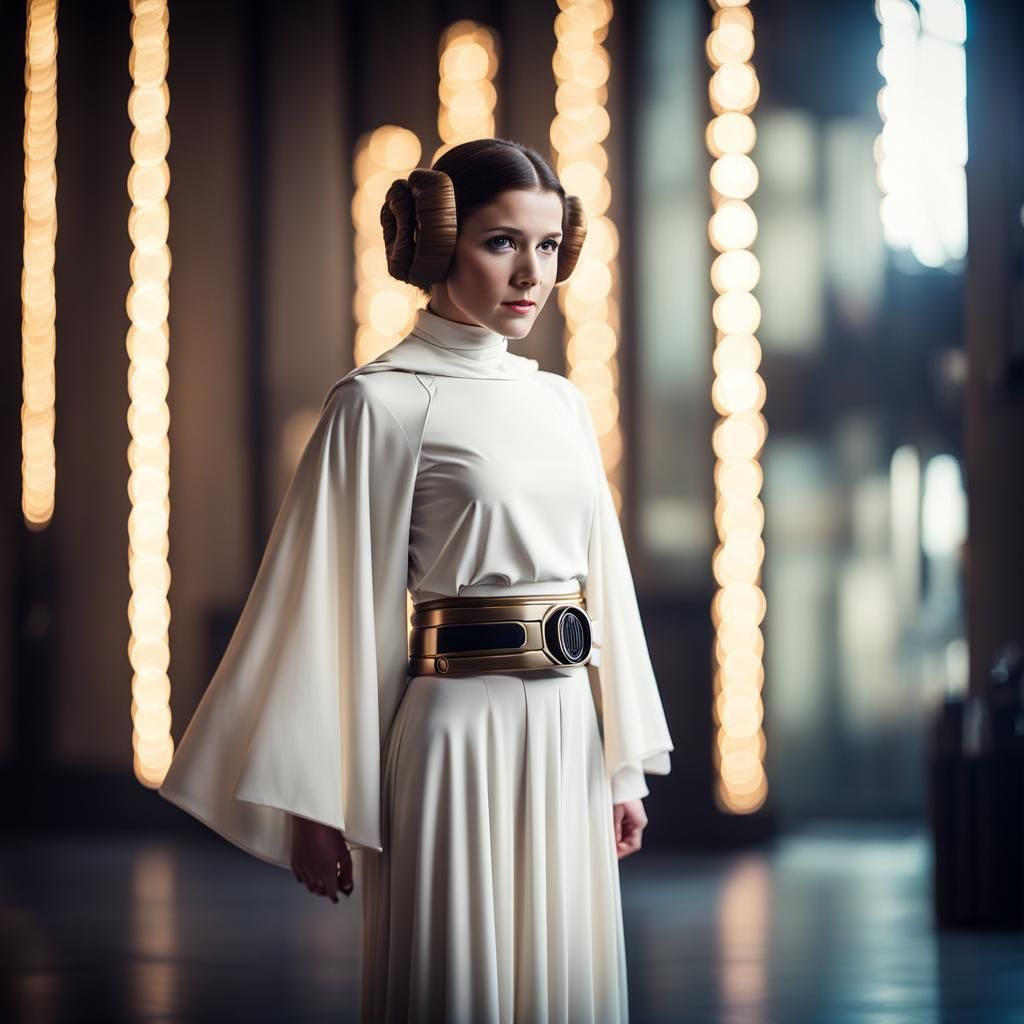 Full-body portrait  Claire Fisher as Princess Leia