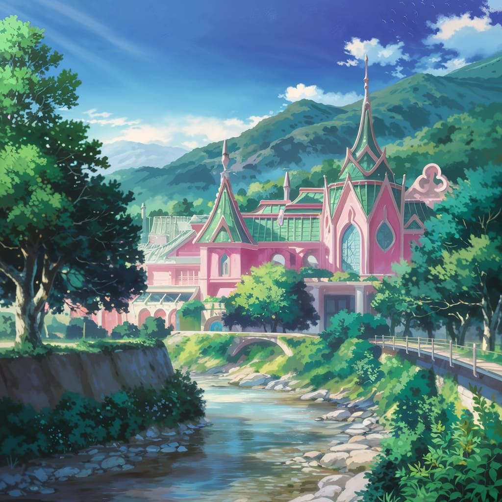 Anime Nature Scene in Studio Ghibli Style