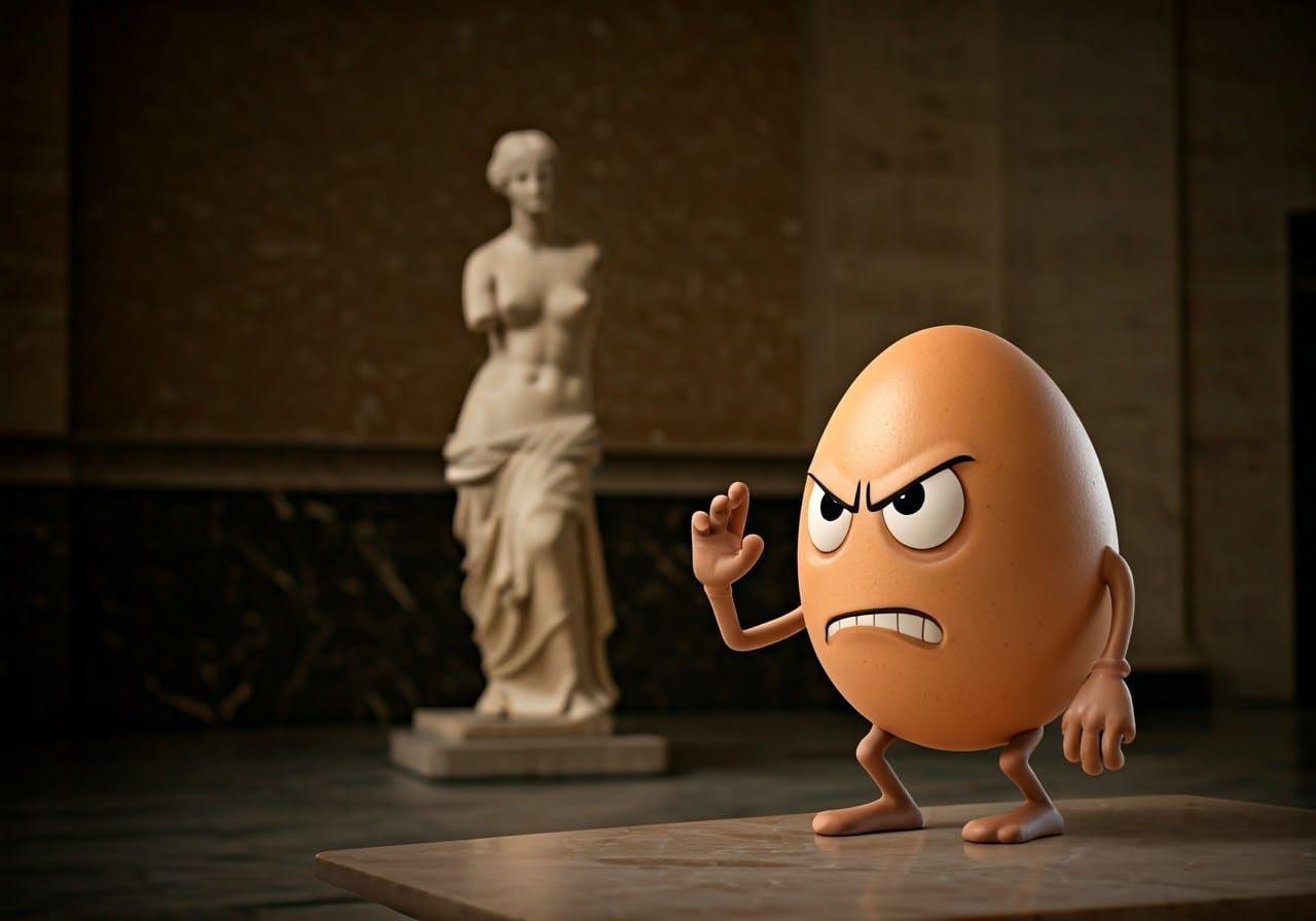 Angry Egg Scowls at Venus de Milo