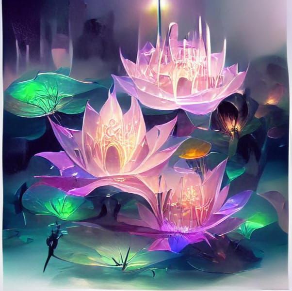 Magical Glowing Lotus in Astral Fantasy World