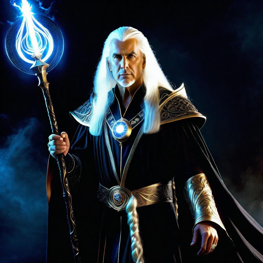 Epic Dark Wizard Wielding Staff of Magius