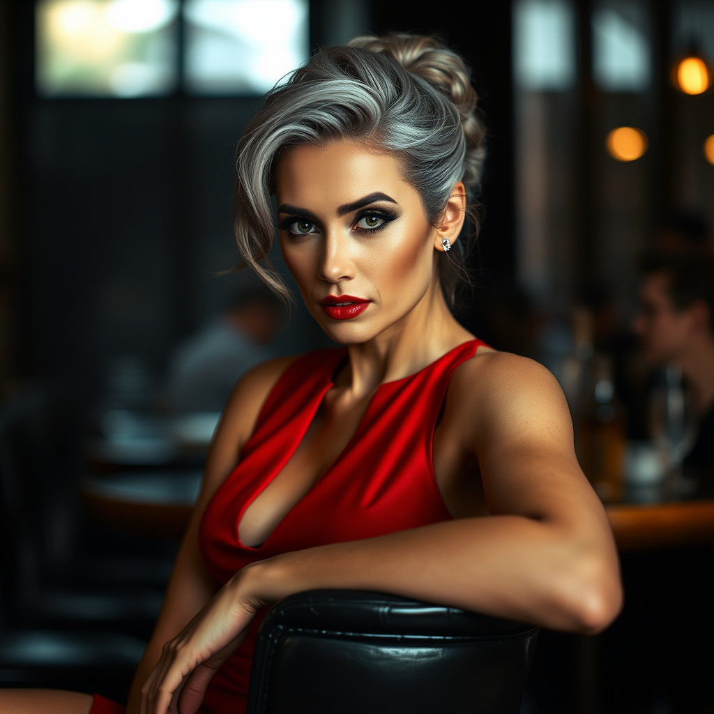 Elegant Woman in Red Dress, Fashion Photography
