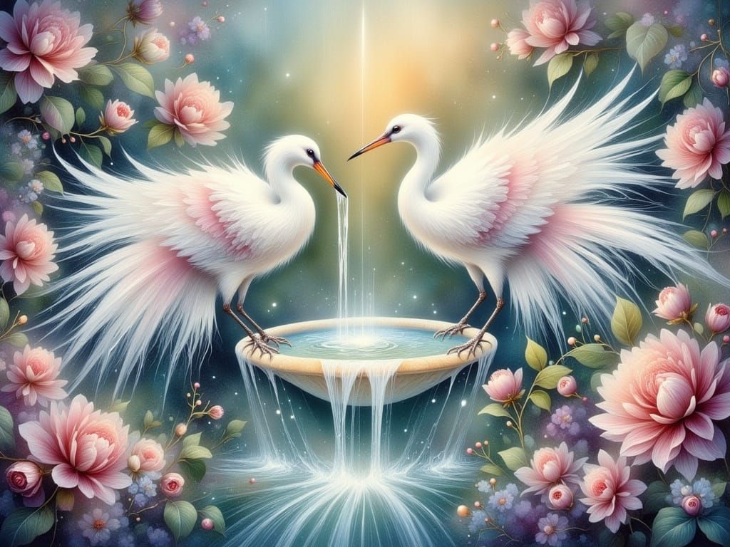 Whimsical Fantastical Birds in Dreamy Enchantment