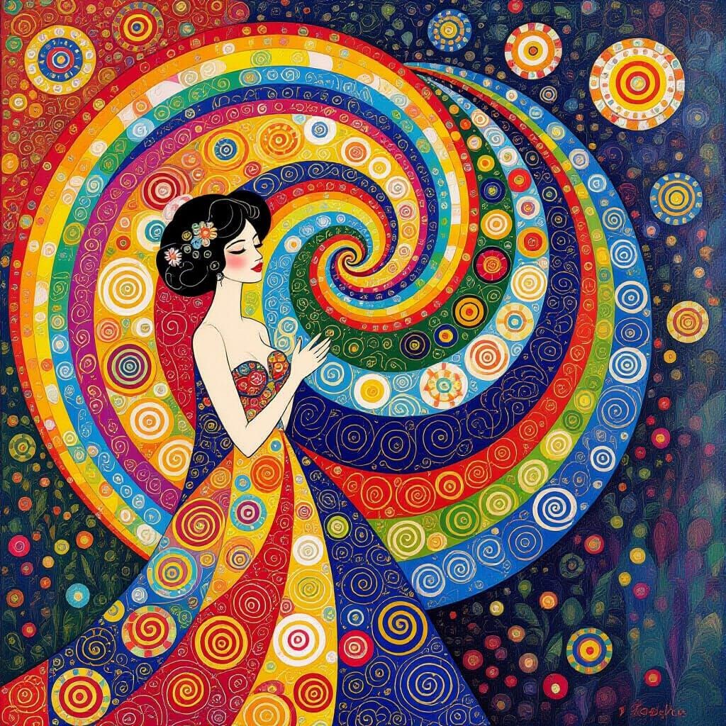 Rainbow Swirl in Pointillism Style