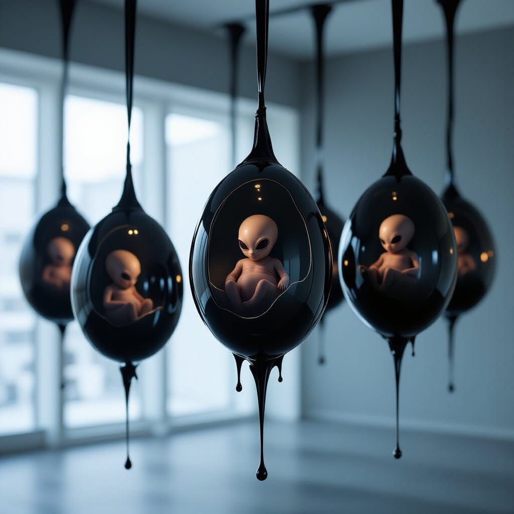 Ominous Eggs With Alien Fetuses Suspended By Goo