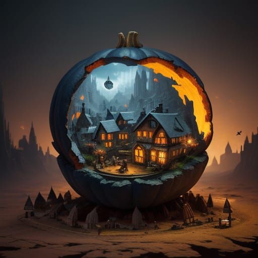 Whimsical Pumpkin Village in Autumn Festival