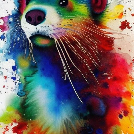 Man Transformed into Ferret: Impressionist Watercolor