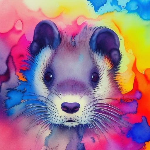 Man Transformed into Ferret: Watercolor Impressionism