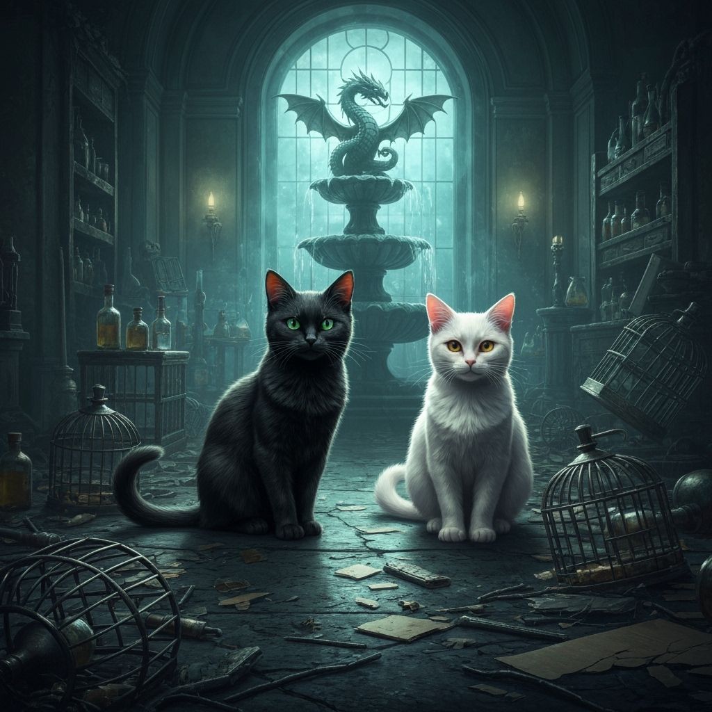 Cats in Ruined Lab, Digital Matte Painting
