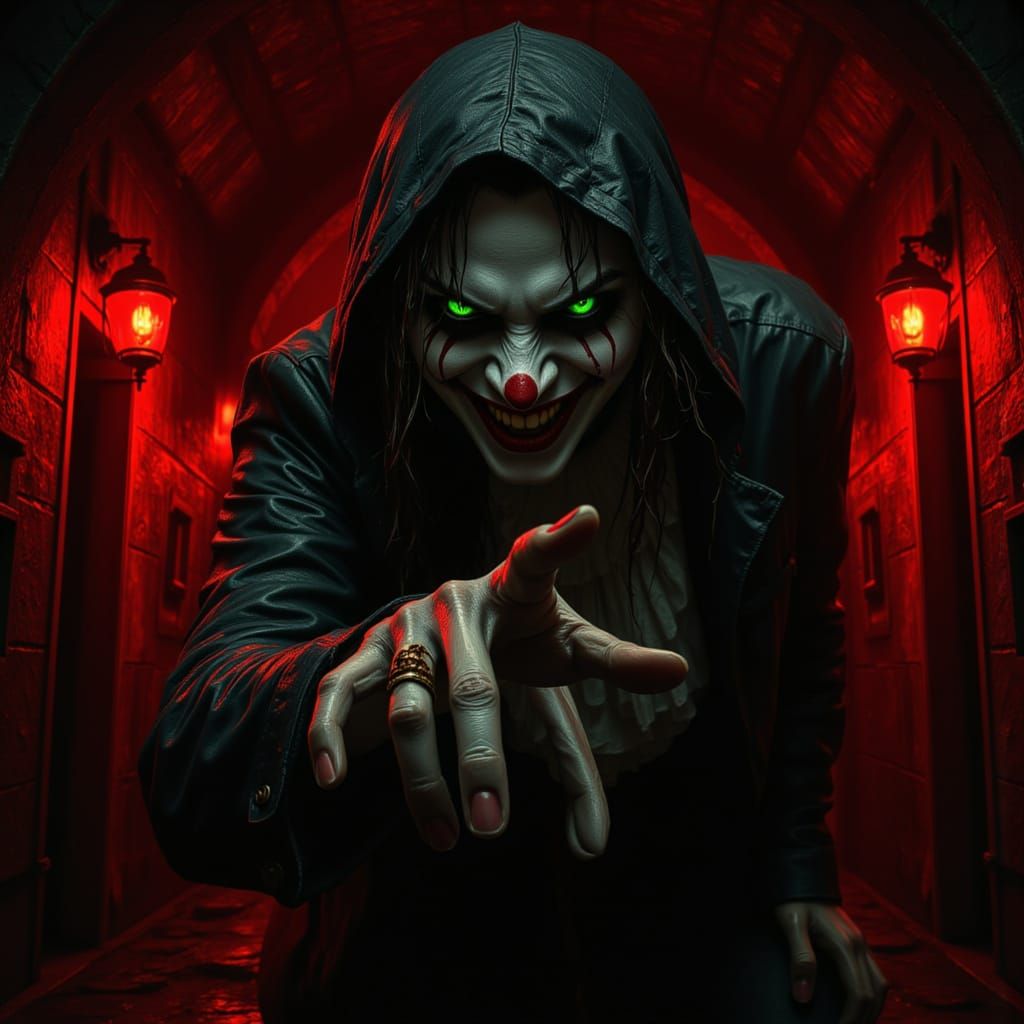 Mysterious Vampire with Spiraling Green Eyes and Cocky Smile