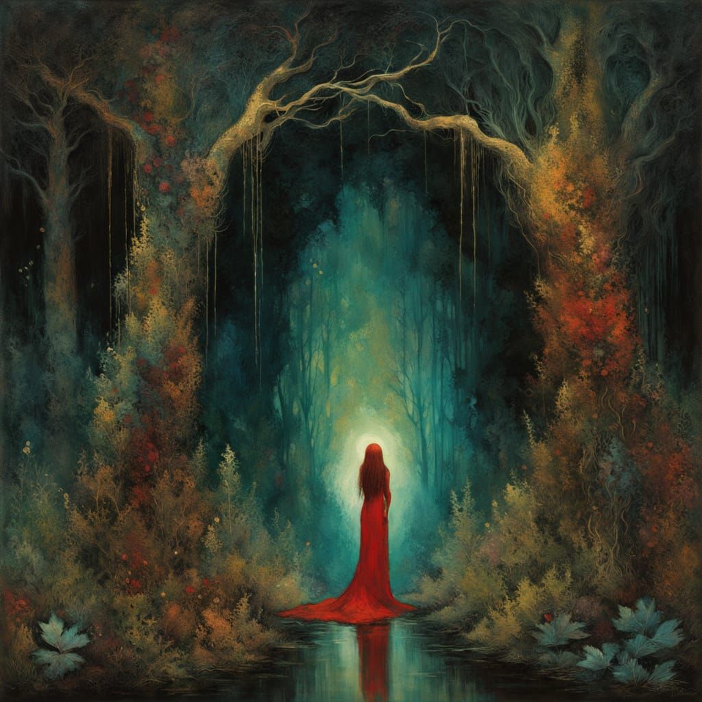 Eerie Gothic Face Amidst Forest Depths