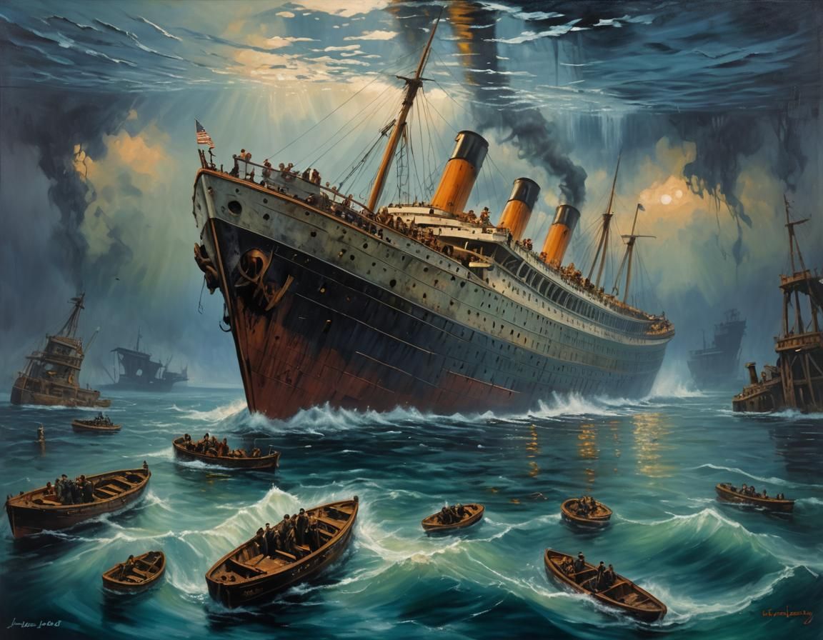 Sunken Titanic: Oil Painting Masterpiece