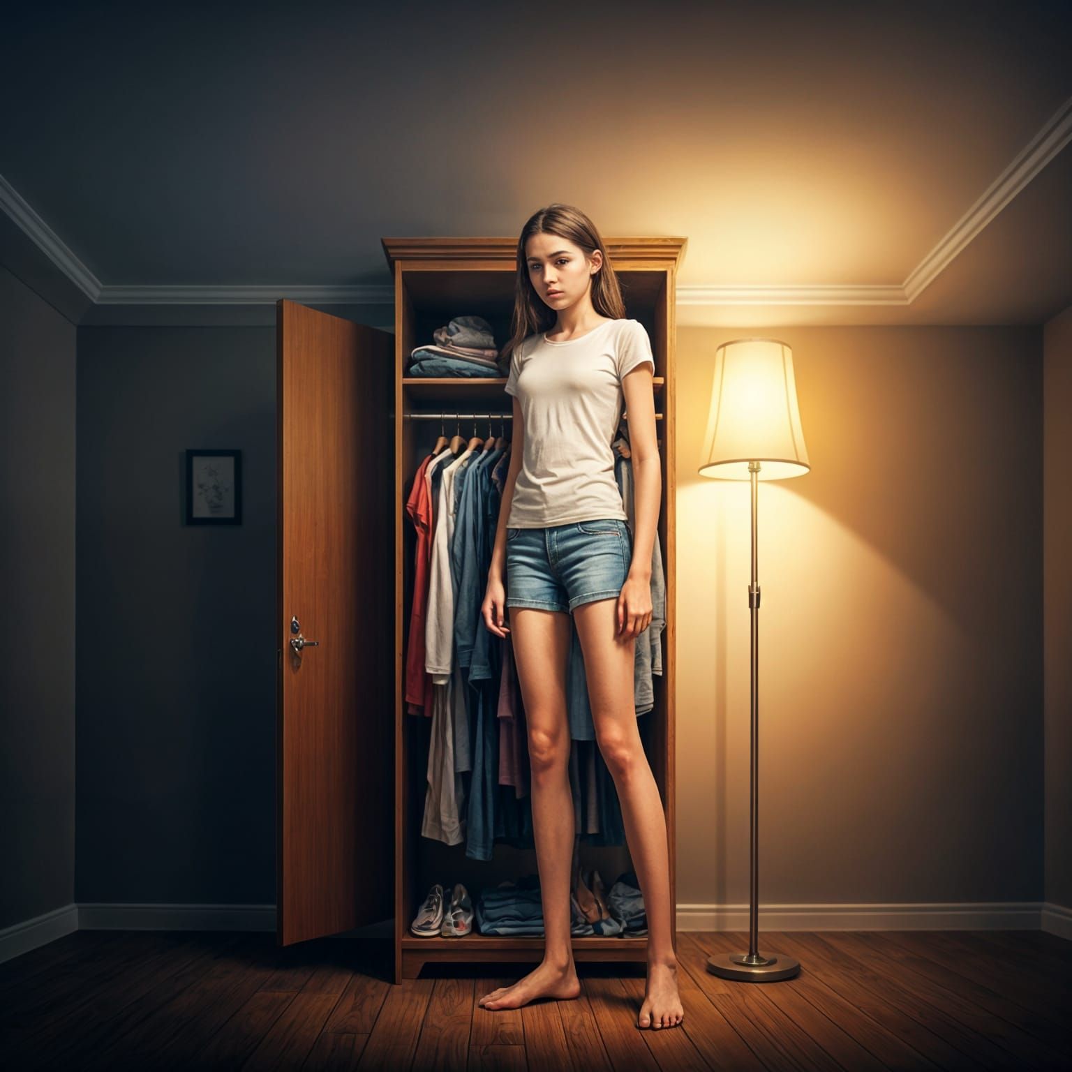 A Young Girl's Sadness in a Cozy yet Confining Space