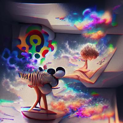 Abstract Concept of Imagination Realized by AI