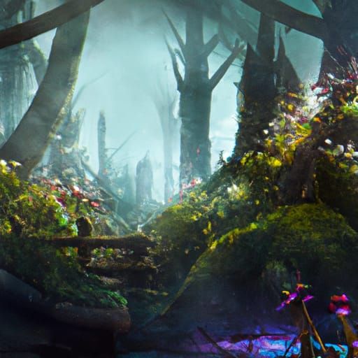 Dreamlike Fairy Forest Concept Art in Deep Color