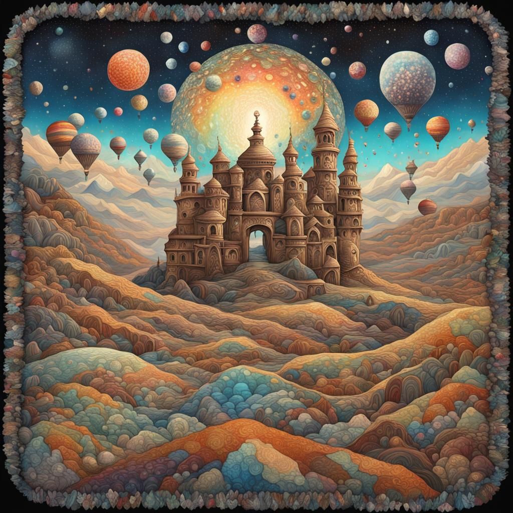 Surreal Galactic Fairytale Landscape in Decopunk Style
