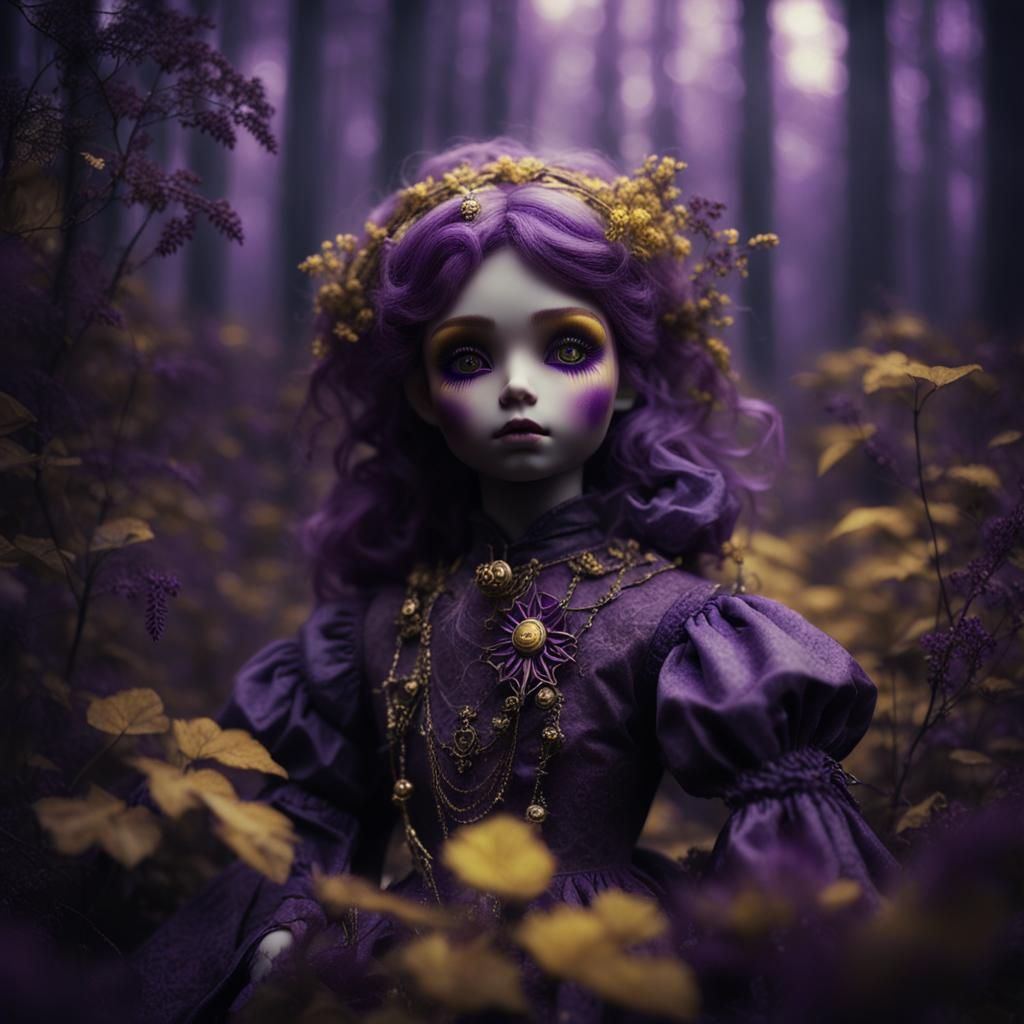 Doll in Mystical Forest: Dark Fantasy Concept Art