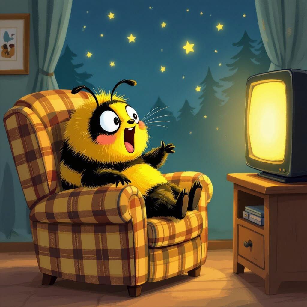 Bumblebee Yawning in Recliner Watching TV