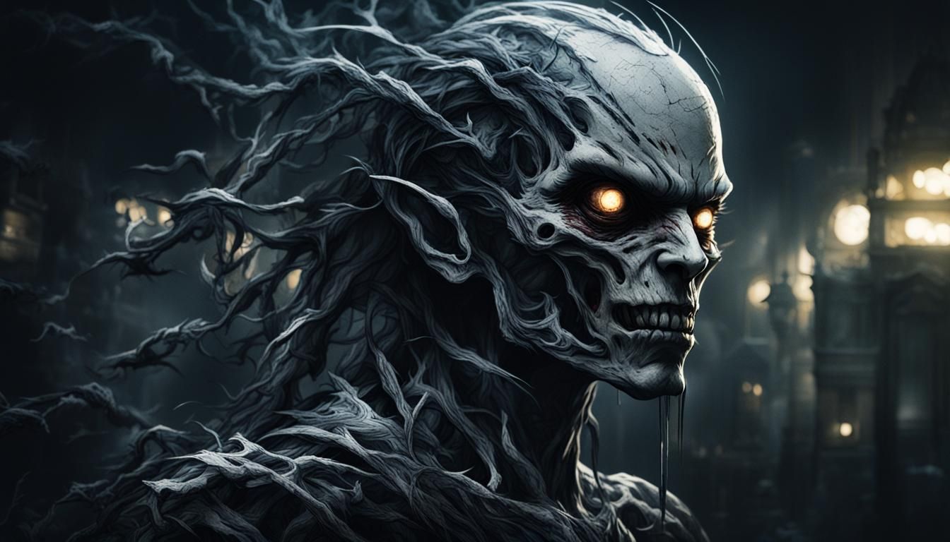 Creepy Evil Banshee in Anime Style Concept Art