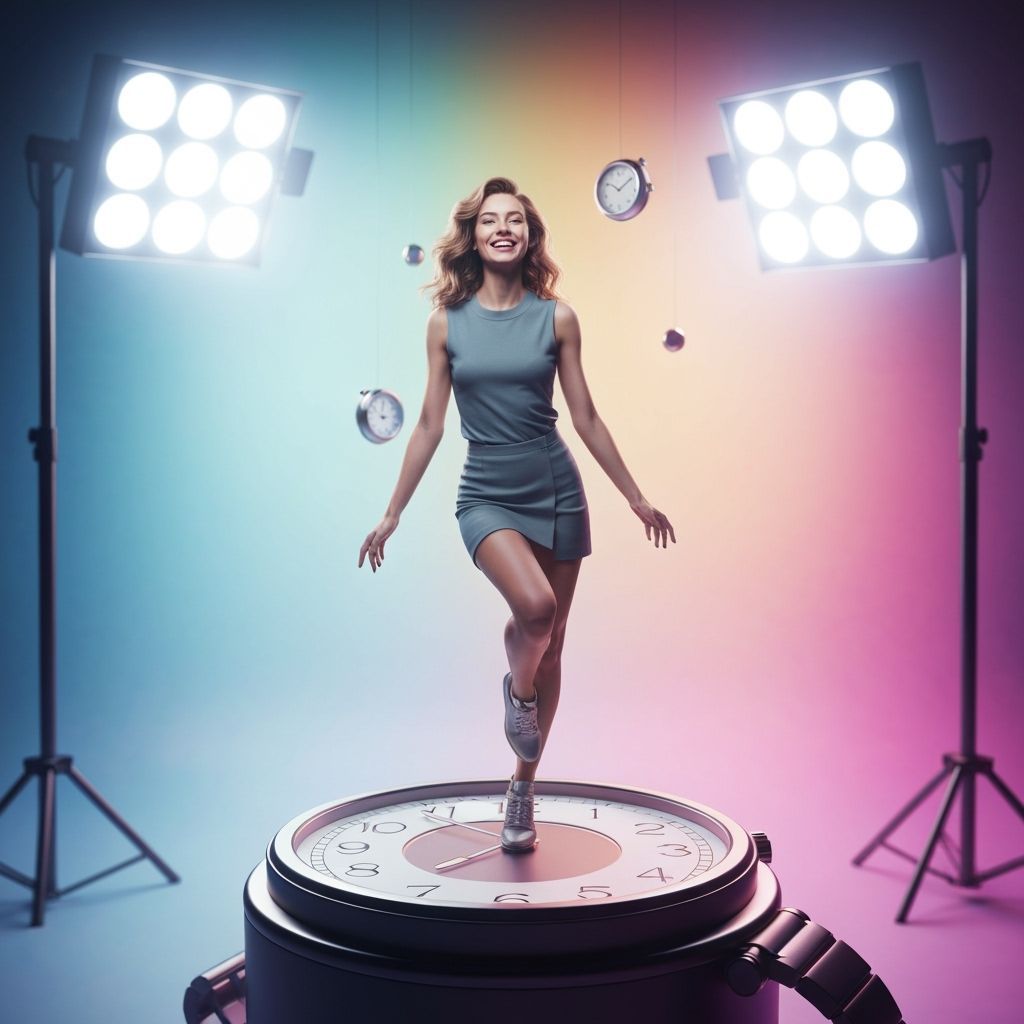 Sporty Slavic Woman in Avant-Garde Fashion Floating with Lux...