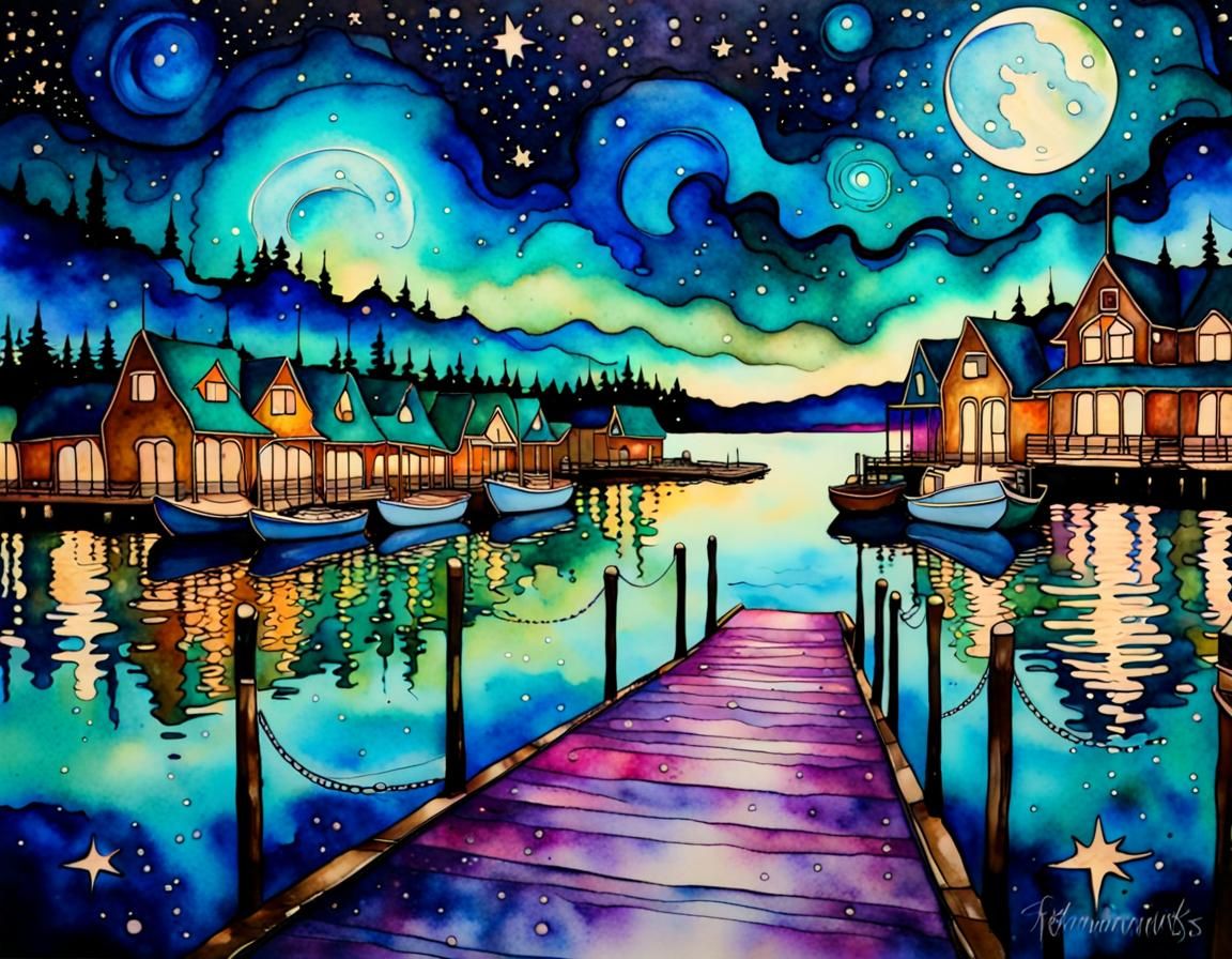 Art Nouveau Dreamscape: Vibrant Alcohol Ink Docks