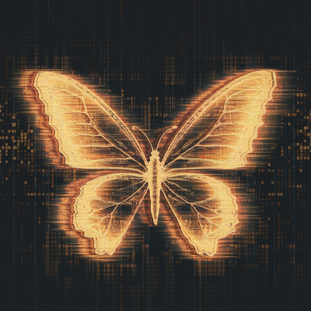Glitching Butterfly in Mesmerizing Digital Art