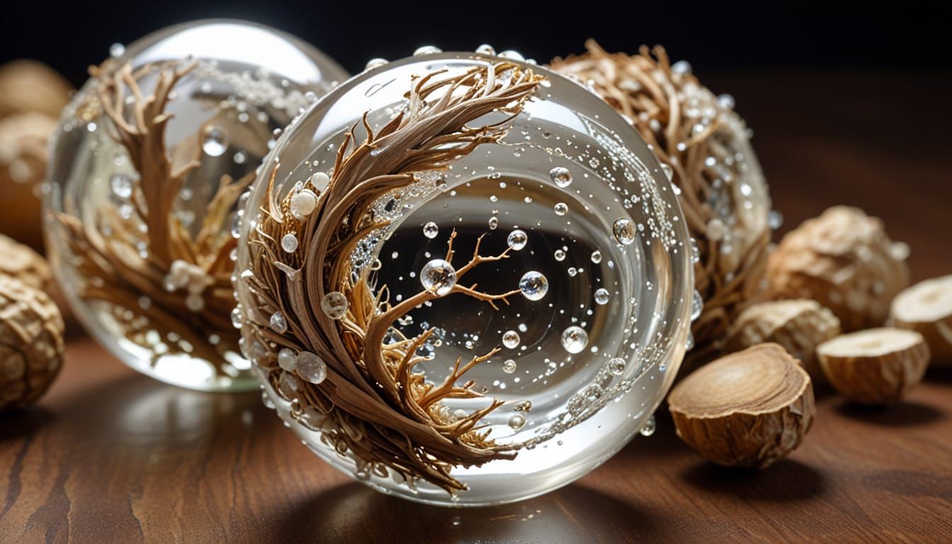 Cracked Mother-of-Pearl Orb Emitting Mist