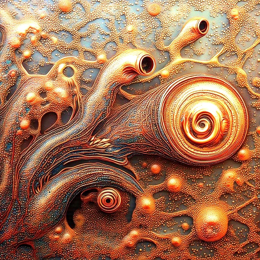 Whimsical Pipe Art Installation in Fractal Landscape