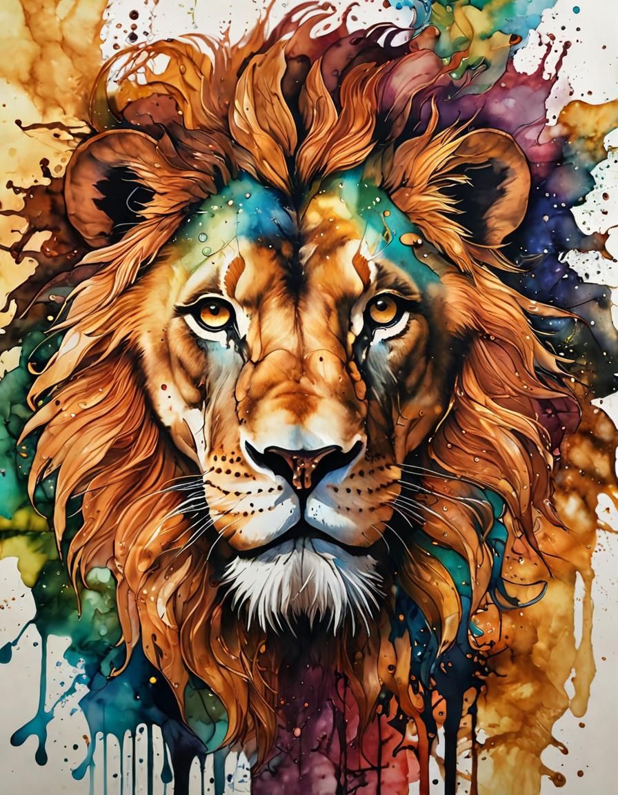 Epic Lion Formed from Alcohol Ink