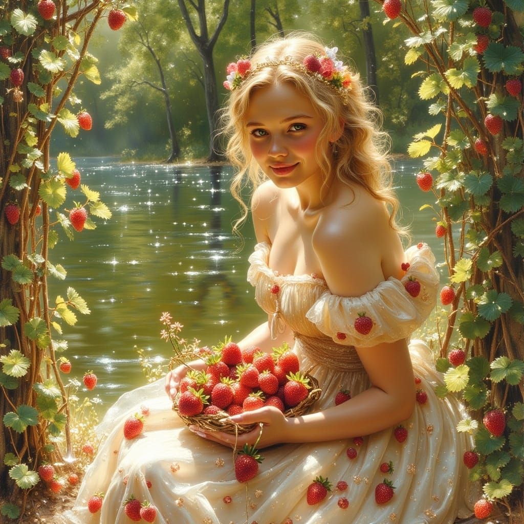 Delicate Summer Girl in Garden