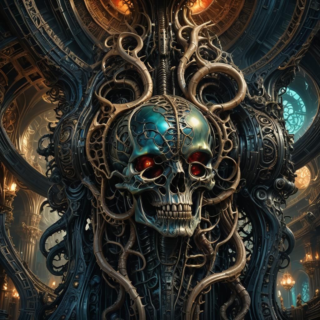 Growling Anatomical Structure in Baroque Industrial Style