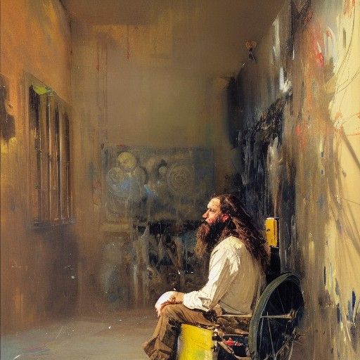 Portrait of Handsome Man in Oil Painting Style