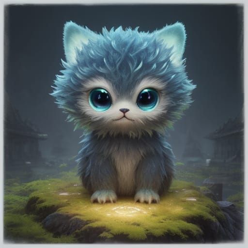 Surreal Alien Hybrid in Forgotten Temple, Ultra Cute Style