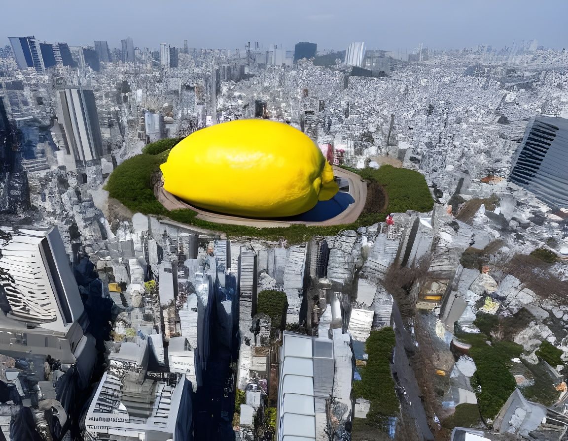 Giant Lemon Over Tokyo: An Aerial View