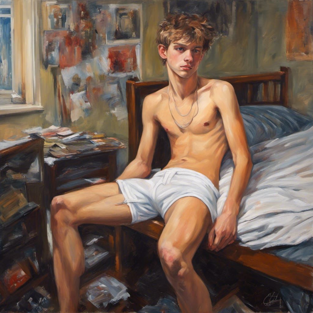 College Lad Portrait in Oil Painting Style