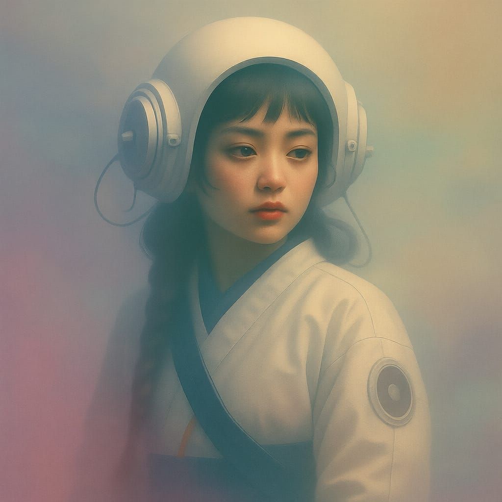 Vintage Sci-Fi Galaxy Tamil Woman Portrait