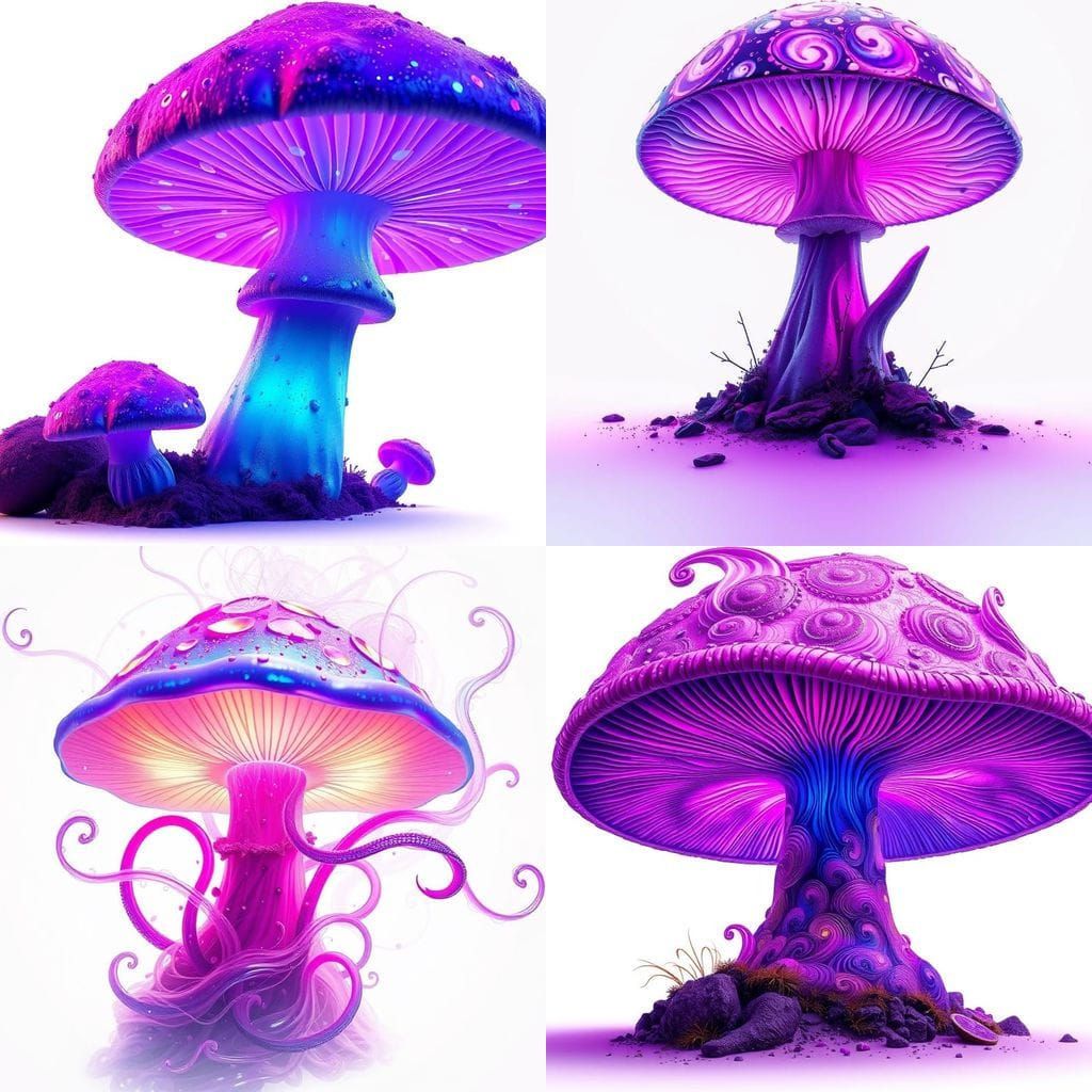 Vibrant Psychedelic Fungi in Deep Fantasy Art