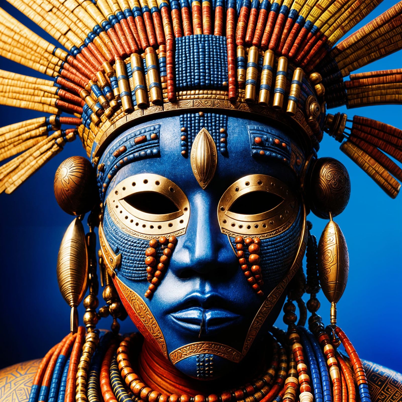 Etched African Tribal Mask in Mixed Media