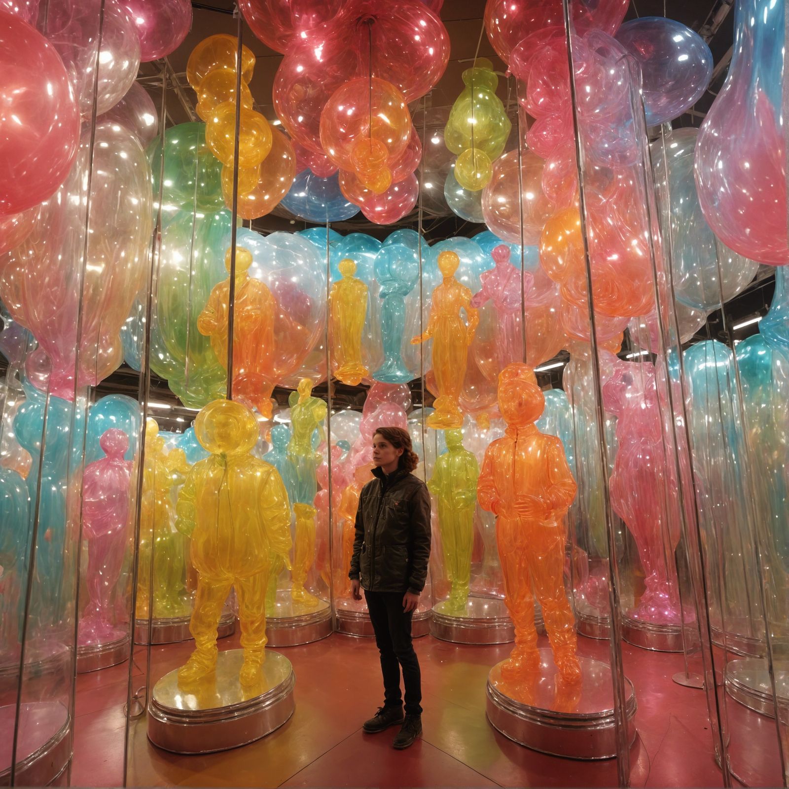 Blown Glass Sculpture in Carnival Funhouse