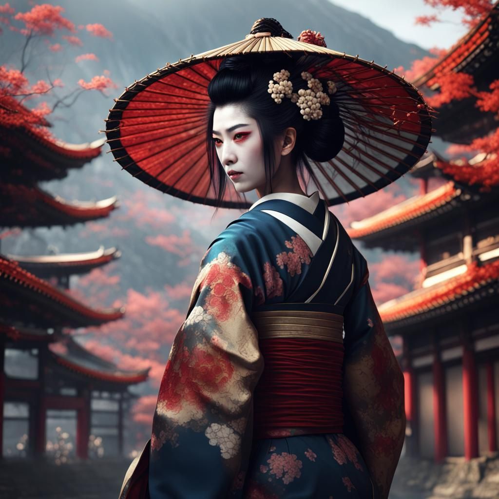 Geisha Samurai: Detailed Fantasy Concept Art