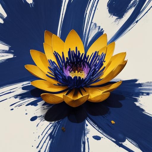 Abstract Expressionist Lotus Flower on Earthy Mound