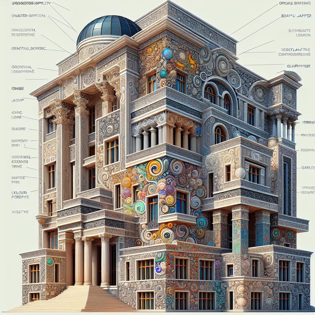 Harmonious Architectural Edifice with Fractal Patterns