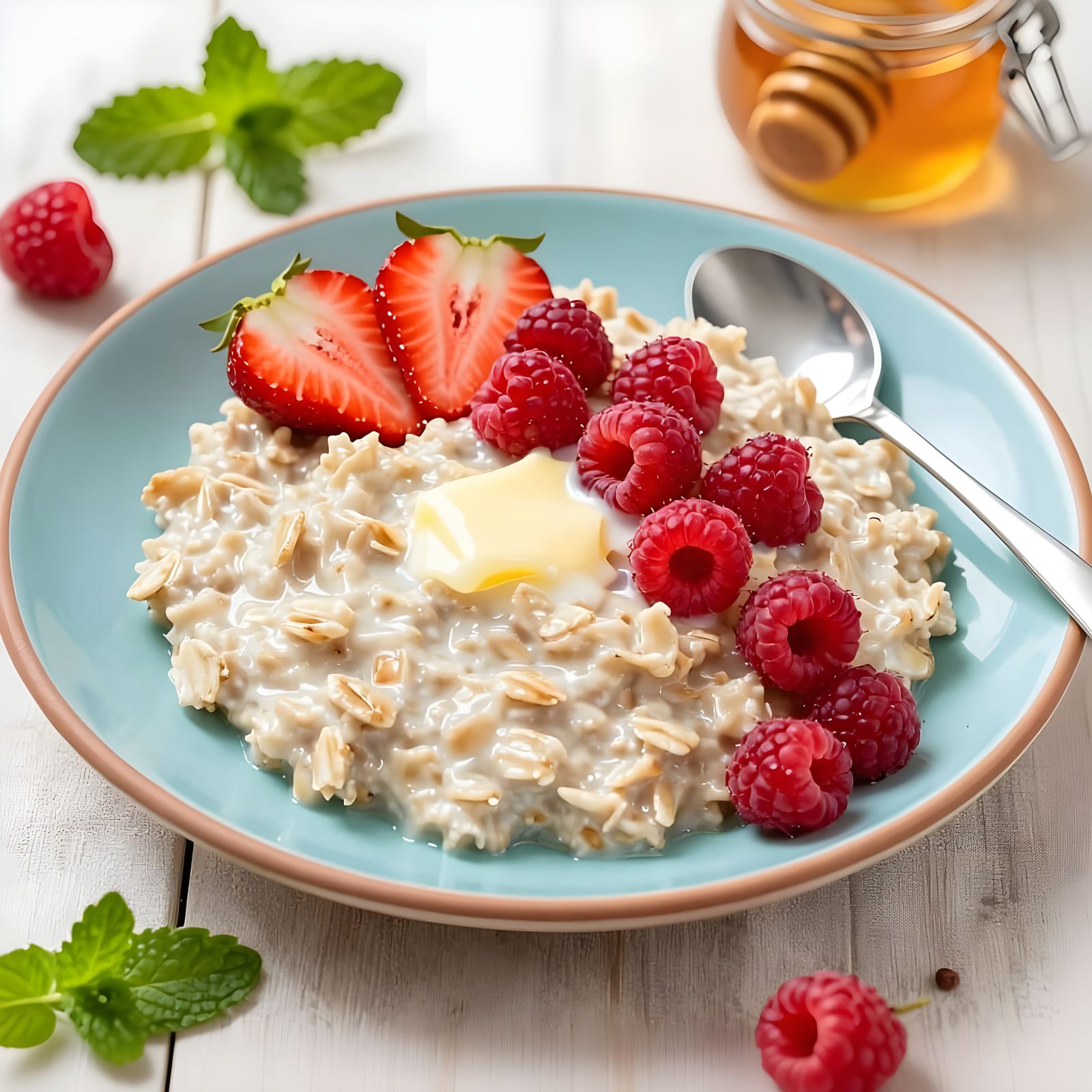 Fresh Berries Poured on Warm Oatmeal
