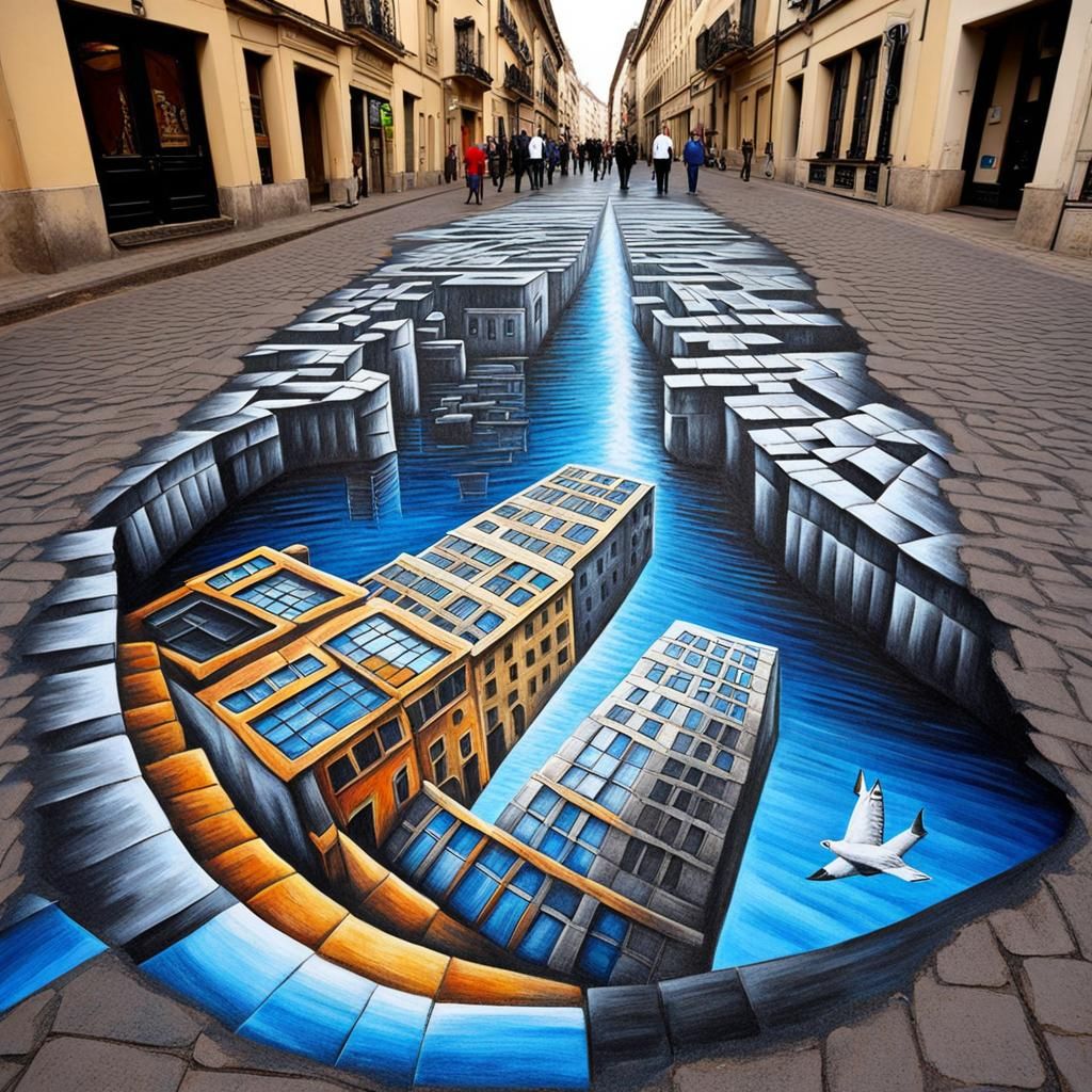 Surreal 3D Chalk Street Art Illusion