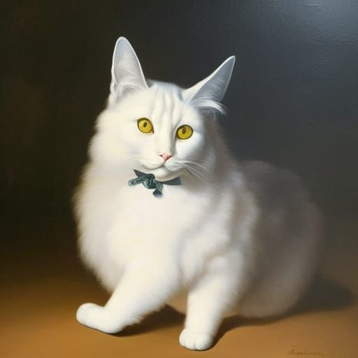 Baroque Oil Painting of a Black Cat Witch