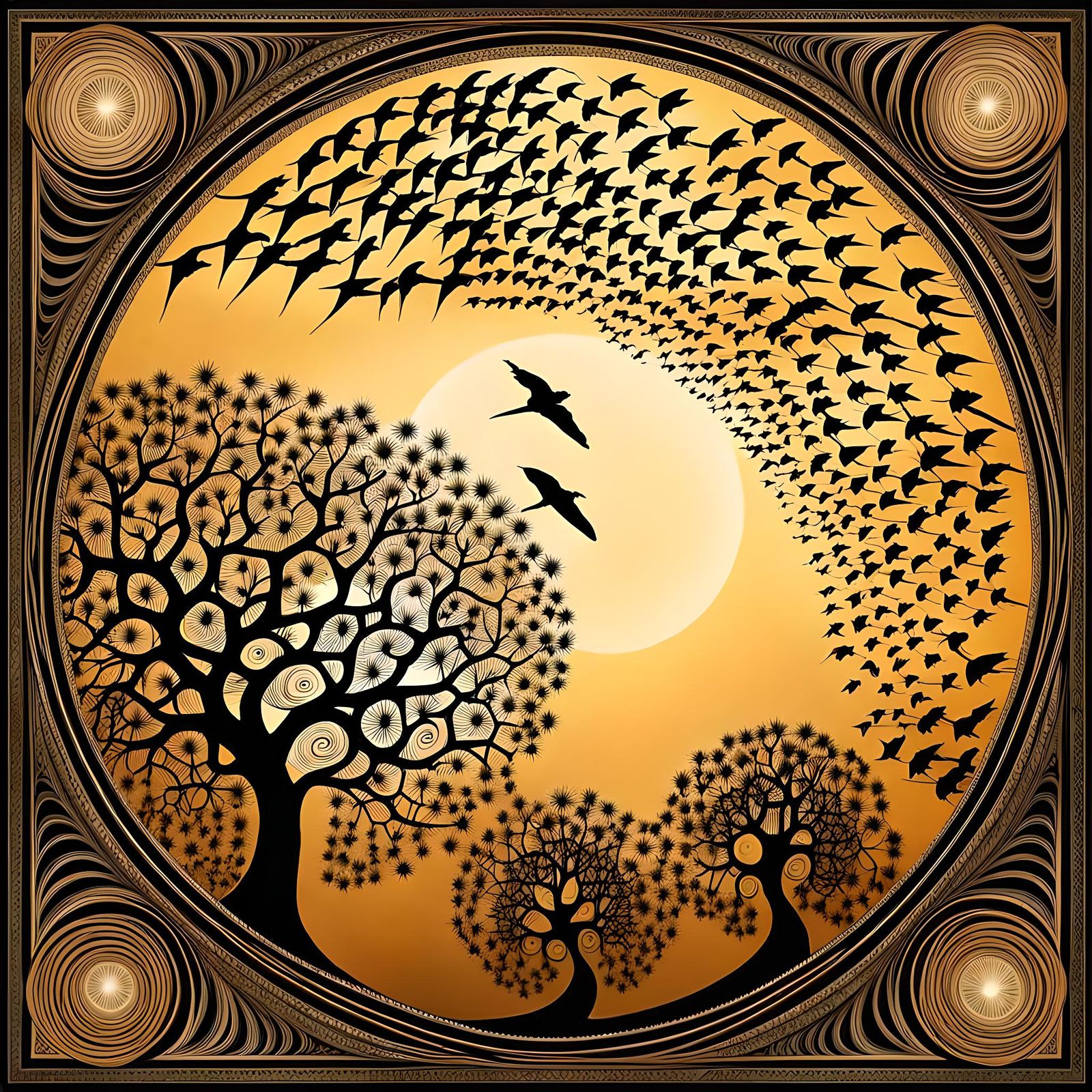 Majestic Starling Murmuration in Winter Sky