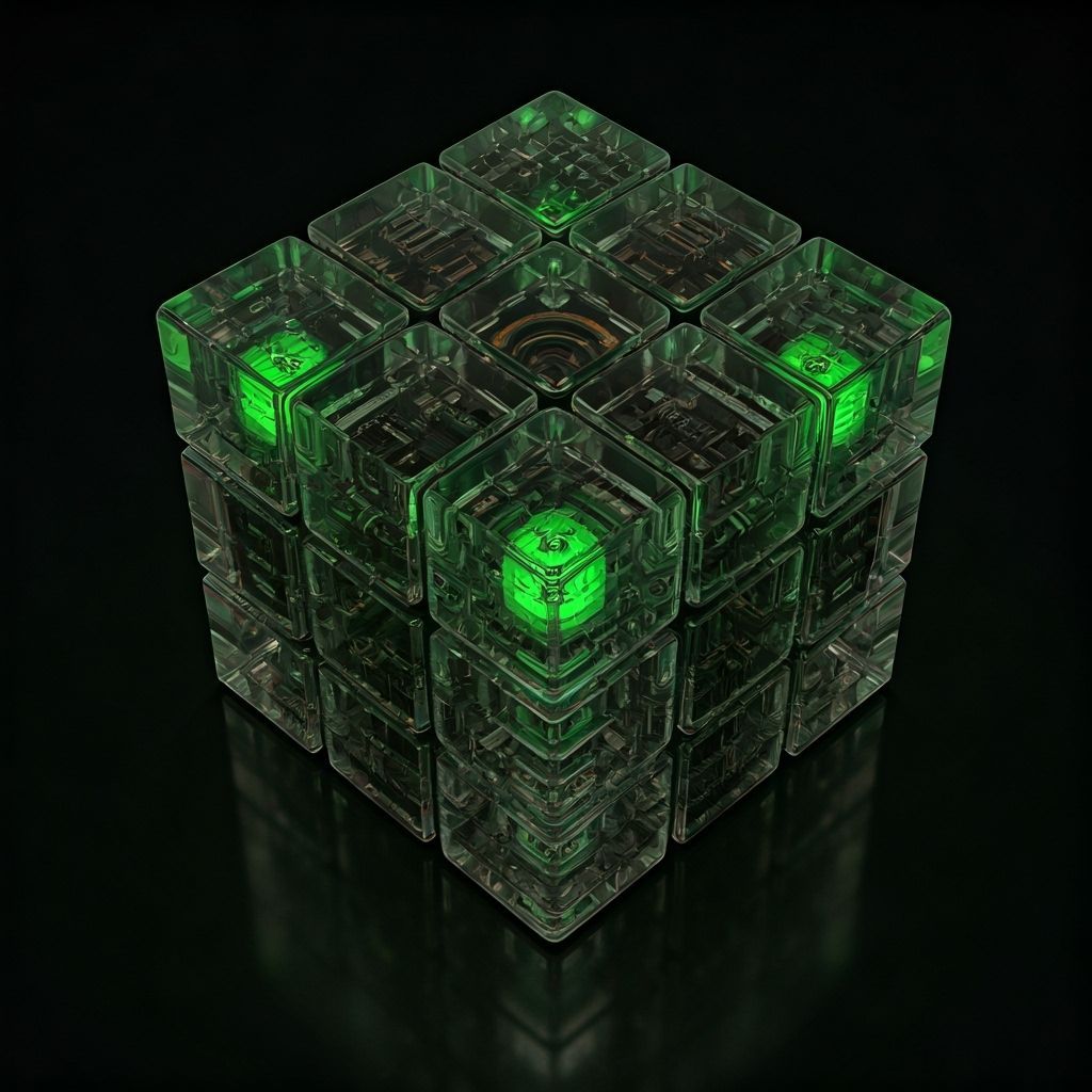 Illuminated Transparent Rubik's Cube in Futuristic Style